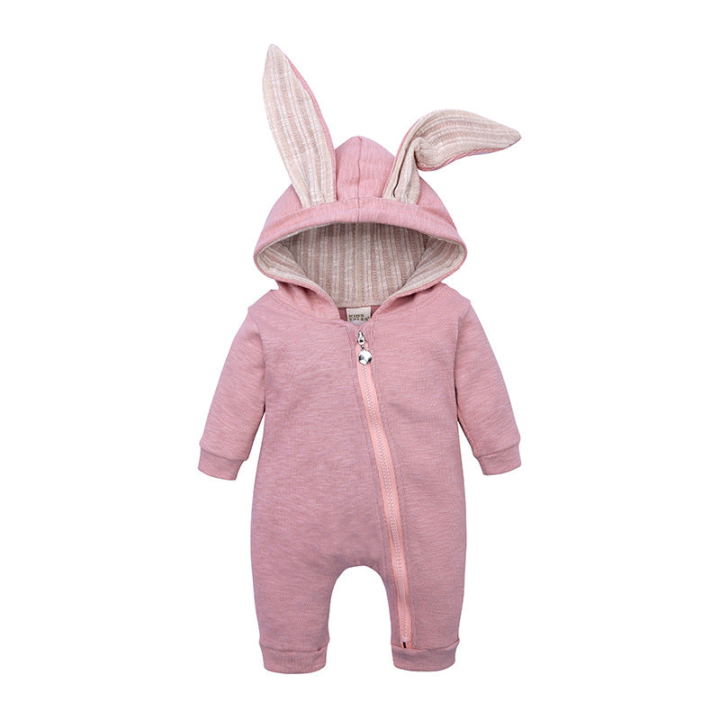 Wholesale Big Eared Rabbit Jumpsuit Hooded Zipper Baby Clothes